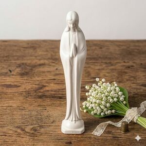 Vintage Napco Madonna Figurine White Matte Mid Century Virgin Mary